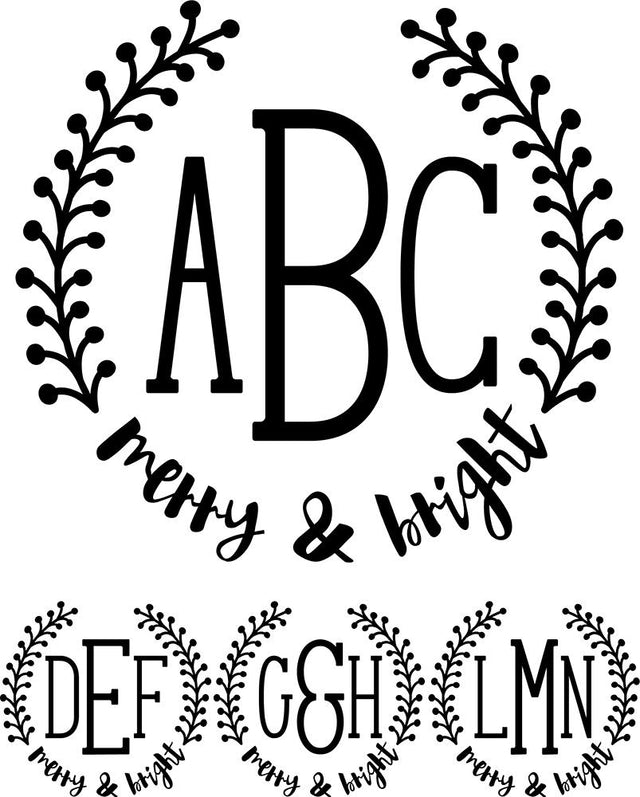 Monogram Serif - Merry and Bright Wreath Font Font Rivka’s Renditions 