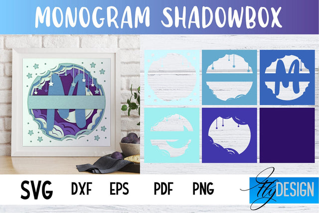 Monogram Shadowbox SVG | Paper Alphabet | Paper Cut SVG Fly Design 