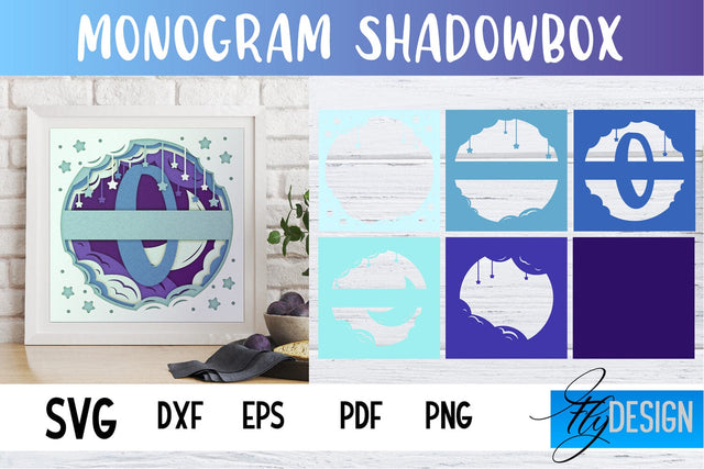 Monogram Shadowbox SVG | Paper Alphabet | Paper Cut SVG Fly Design 
