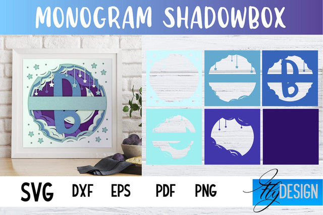 Monogram Shadowbox SVG | Paper Alphabet | Paper Cut SVG Fly Design 