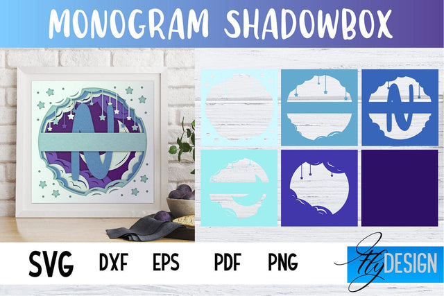 Monogram Shadowbox SVG | Paper Alphabet | Paper Cut SVG Fly Design 