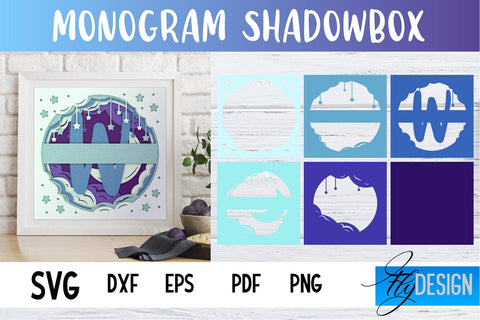 Monogram Shadowbox SVG | Paper Alphabet | Paper Cut SVG Fly Design 