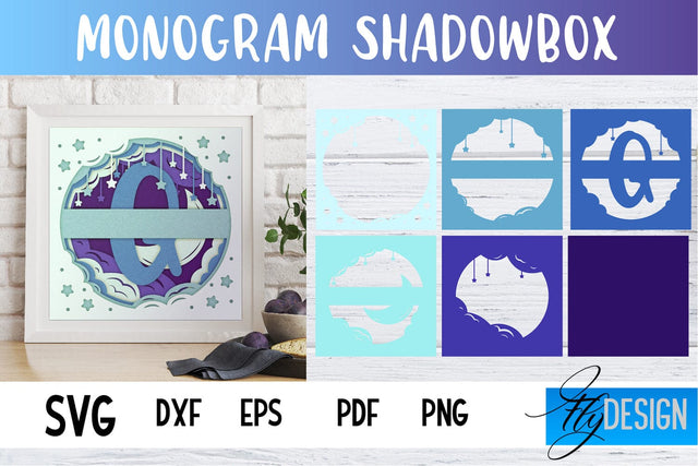 Monogram Shadowbox SVG | Paper Alphabet | Paper Cut SVG Fly Design 