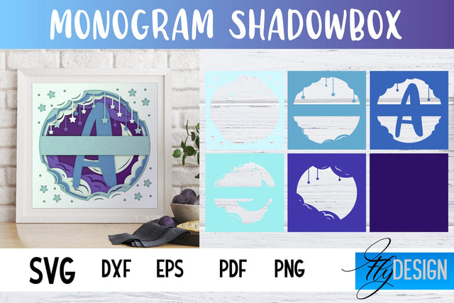 Monogram Shadowbox SVG | Paper Alphabet | Paper Cut SVG Fly Design 