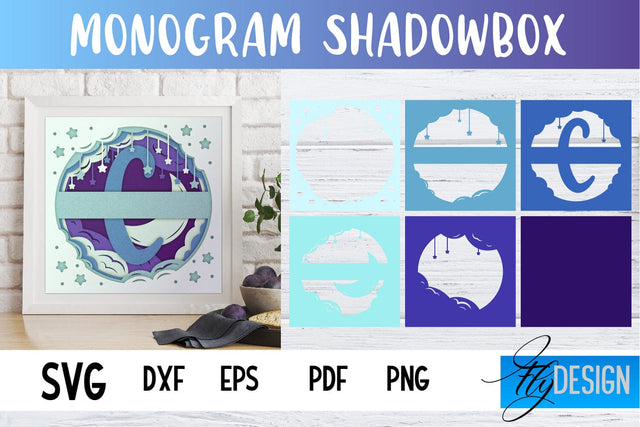 Monogram Shadowbox SVG | Paper Alphabet | Paper Cut SVG Fly Design 