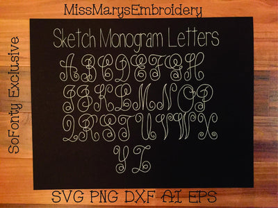 Monogram Sketch Letters | Foil Quill | Drawing File SVG MissMarysEmbroidery 