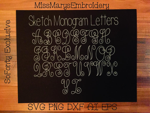 Monogram Sketch Letters | Foil Quill | Drawing File SVG MissMarysEmbroidery 