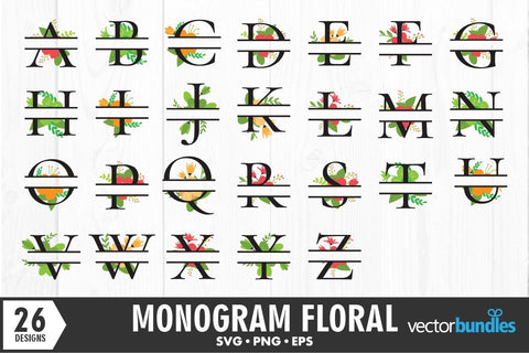Monogram split alphabet svg SVG vectorbundles 