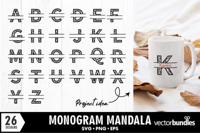 Monogram split mandala svg SVG vectorbundles 