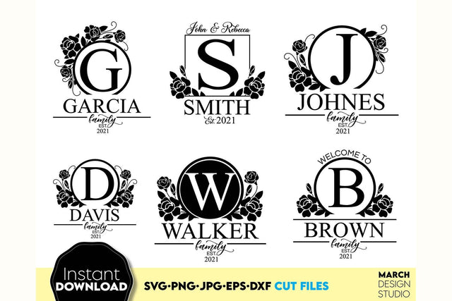 Monogram SVG Bundle, Family Monogram SVG, Last Name Monogram Frame, Family Monogram SVG SVG March Design Studio 