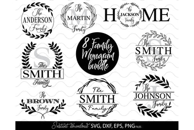 Monogram SVG Bundle, Family Monogram SVG, Last Name Monogram Frame, Family Monogram SVG SVG March Design Studio 