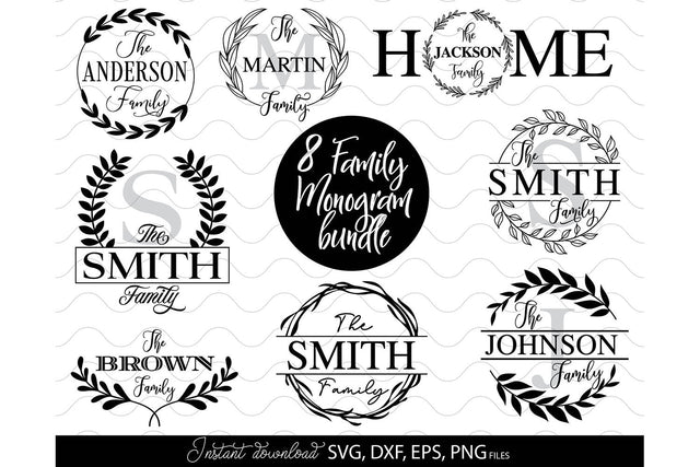 Monogram SVG Bundle, Family Monogram SVG, Last Name Monogram Frame, Family Monogram SVG SVG March Design Studio 