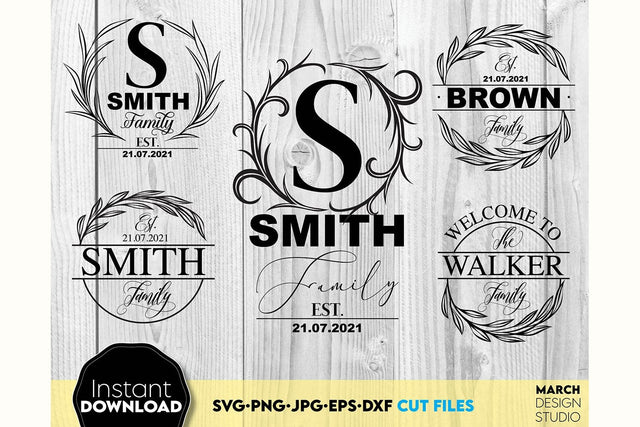 Monogram SVG Bundle, Family Monogram SVG, Last Name Monogram Frame, Family Monogram SVG SVG March Design Studio 