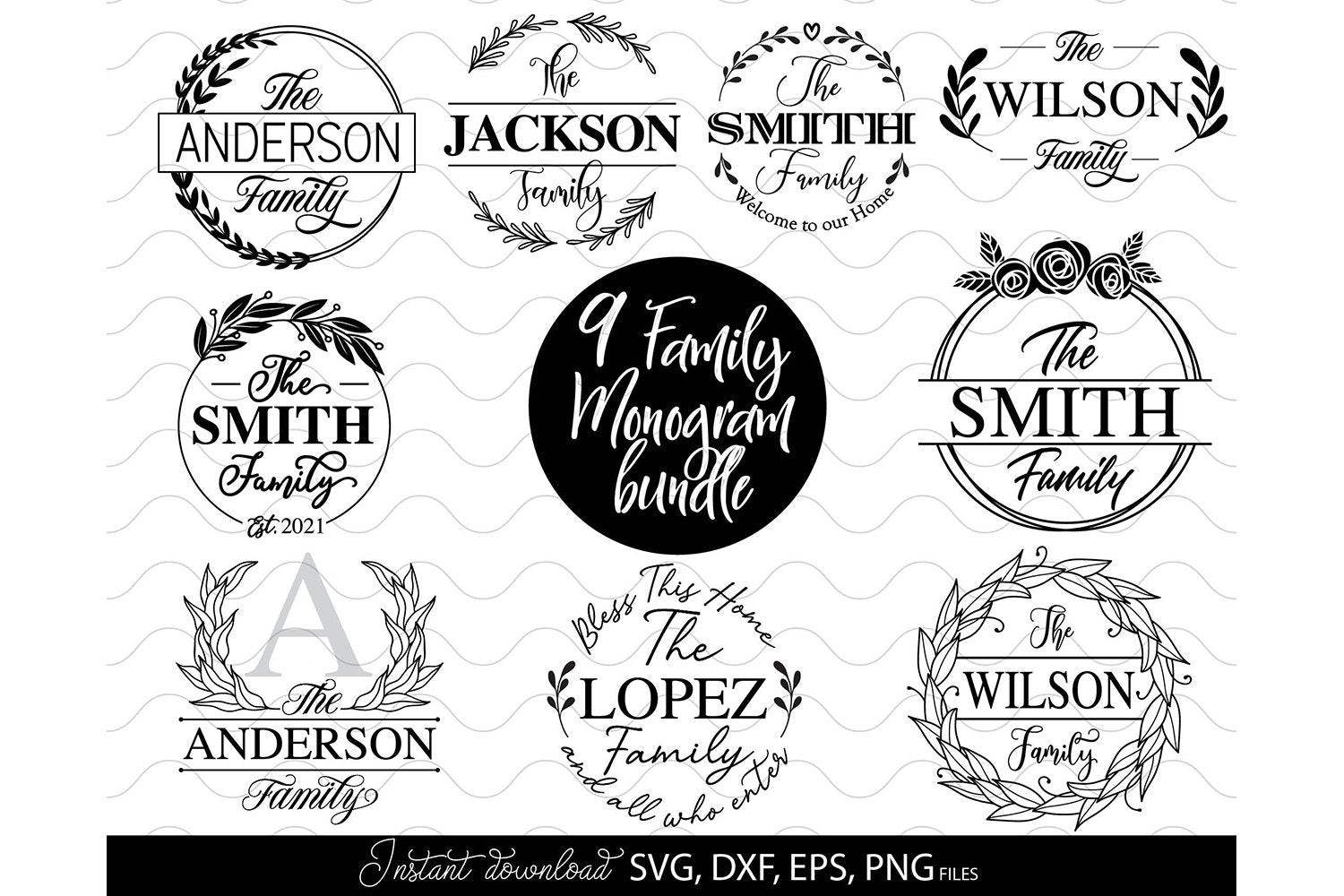 Monogram SVG Bundle, Family Monogram SVG, Last Name Monogram Frame ...