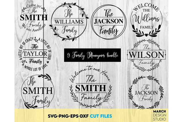 Monogram SVG Bundle, Family Monogram SVG, Last Name Monogram Frame, Family Monogram SVG SVG March Design Studio 