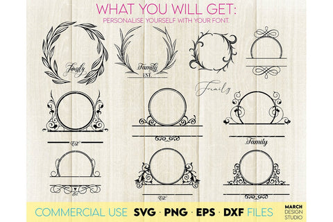 Monogram SVG Bundle, Family Monogram SVG, Last Name Monogram Frame, Family Monogram SVG SVG March Design Studio 