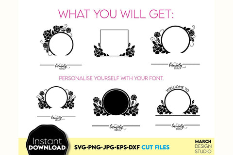 Monogram SVG Bundle, Family Monogram SVG, Last Name Monogram Frame, Family Monogram SVG SVG March Design Studio 