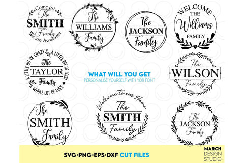 Monogram SVG Bundle, Family Monogram SVG, Last Name Monogram Frame, Family Monogram SVG SVG March Design Studio 