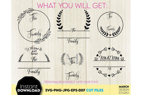 Monogram SVG Bundle, Family Monogram SVG, Last Name Monogram Frame, Family Monogram SVG SVG March Design Studio 