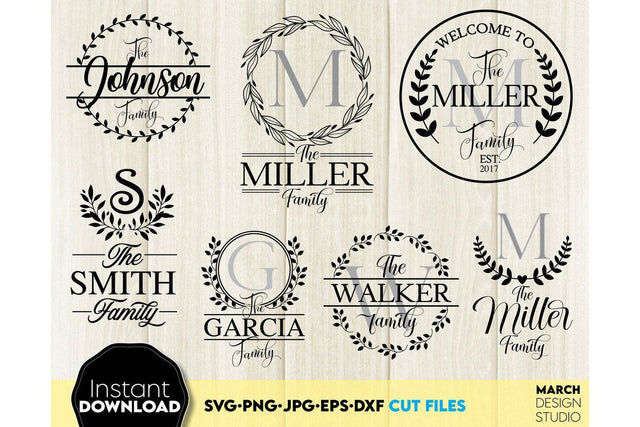 Monogram SVG Bundle, Family Monogram SVG, Last Name Monogram Frame SVG, Monogram SVG SVG March Design Studio 