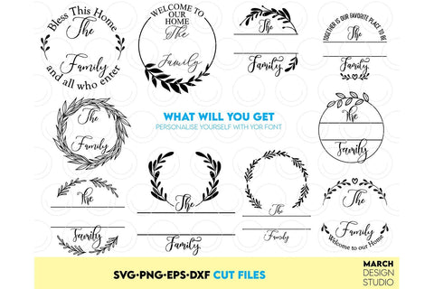 Monogram SVG Bundle, Family Monogram SVG, Last Name Monogram Frame SVG, Monogram SVG SVG March Design Studio 