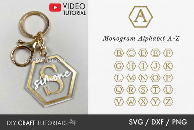 Monogram SVG Bundle - Hexagon Alphabet SVG DIY Craft Tutorials 