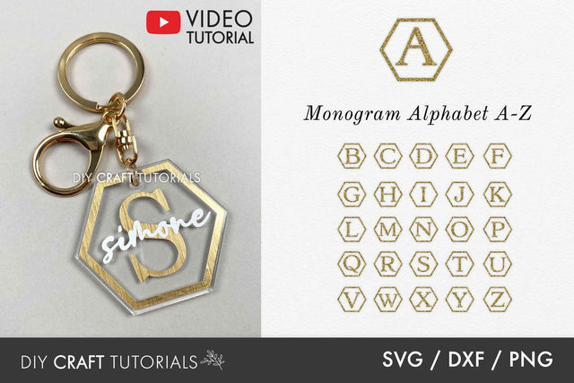 Monogram SVG Bundle - Hexagon Alphabet SVG DIY Craft Tutorials 