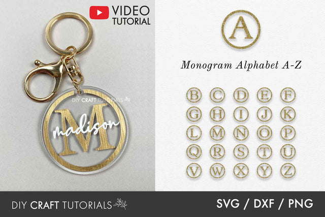 Monogram SVG Bundle - Round Alphabet SVG DIY Craft Tutorials 
