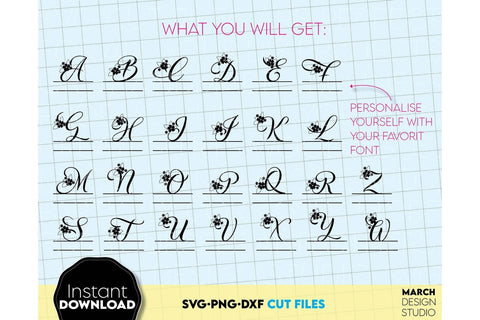 Monogram SVG Bundle, Split Monogram SVG, Circle Monogram SVG, Monogram SVG SVG March Design Studio 