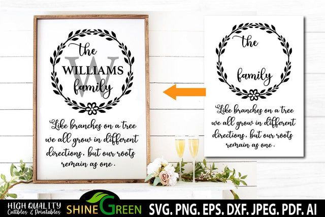 Monogram SVG - Family Quote Farmhouse Sign SVG Cut File SVG Shine Green Art 