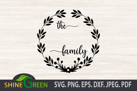 Monogram SVG - Floral Family Frame Round Sign SVG Shine Green Art 