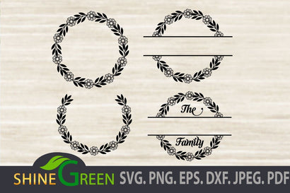 Monogram SVG - Floral Wreath Bundle SVG Shine Green Art 