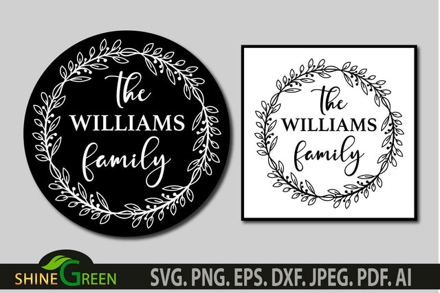 Monogram SVG - Flower Wreath Family Frame for Home, Farmhouse SVG Shine Green Art 