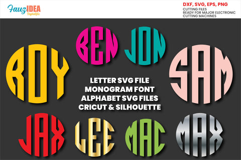 Monogram svg Font svg. letter svg vinyl cut file Alphabet svg files for cricut silhouette Digital download, svg cut file, PNG, DXF, EPS SVG Fauz 