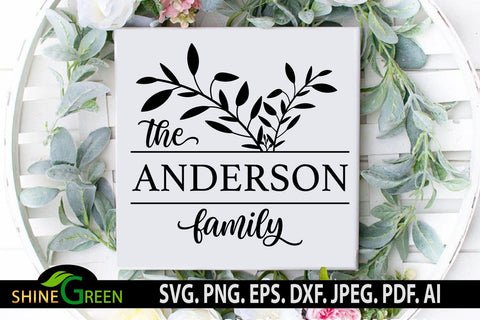 Monogram SVG - Home Farmhouse Family Frame Round Sign SVG Shine Green Art 