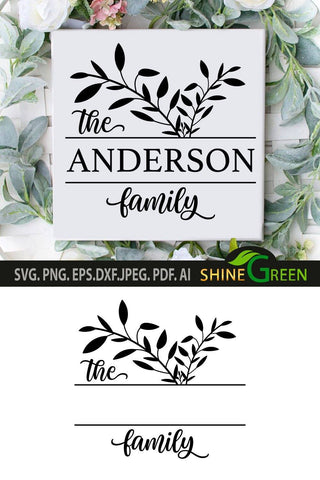 Monogram SVG - Home Farmhouse Family Frame Round Sign SVG Shine Green Art 