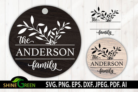 Monogram SVG - Home Farmhouse Family Frame Round Sign SVG Shine Green Art 