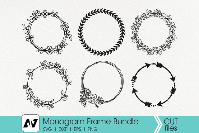 Monogram Svg, Monogram Frame Svg, Wreath Monogram Svg SVG Pinoyart Kreatib 