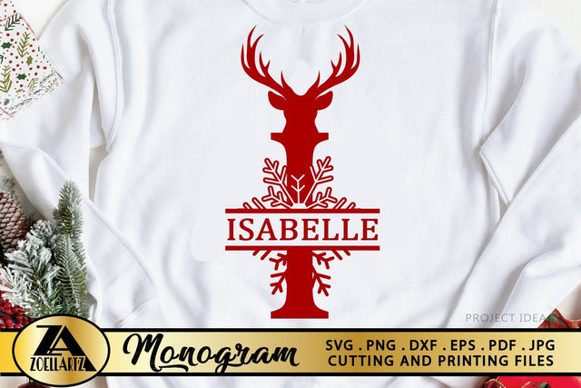 Monogram SVG PNG EPS DXF Christmas Split Monogram Letter SVG SVG zoellartz 