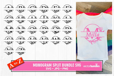 Monogram svg split letter full alphabet SVG vectorbundles 