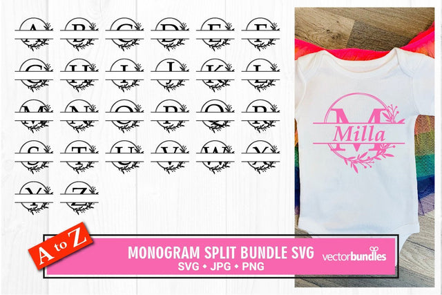 Monogram svg split letter full alphabet SVG vectorbundles 