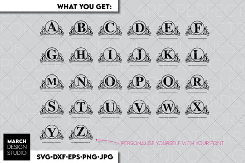 Monogram SVG, Split Monogram SVG, Monogram Letter SVG, Circle Monogram SVG SVG March Design Studio 