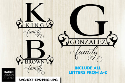 Monogram SVG, Split Monogram SVG, Monogram Letter SVG, Floral Monogram SVG, Family Monogram SVG March Design Studio 