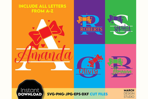 Monogram SVG, Split Monogram SVG, Monogram Letter SVG, Floral Monogram SVG SVG March Design Studio 