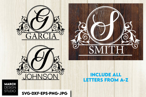Monogram SVG, Split Monogram SVG, Monogram Letter SVG, Floral Monogram SVG SVG March Design Studio 