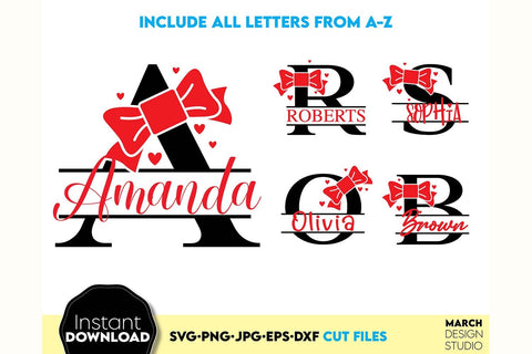 Monogram SVG, Split Monogram SVG, Monogram Letter SVG, Floral Monogram SVG SVG March Design Studio 