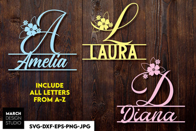 Monogram SVG, Split Monogram SVG, Monogram Letter SVG, Floral Monogram SVG SVG March Design Studio 