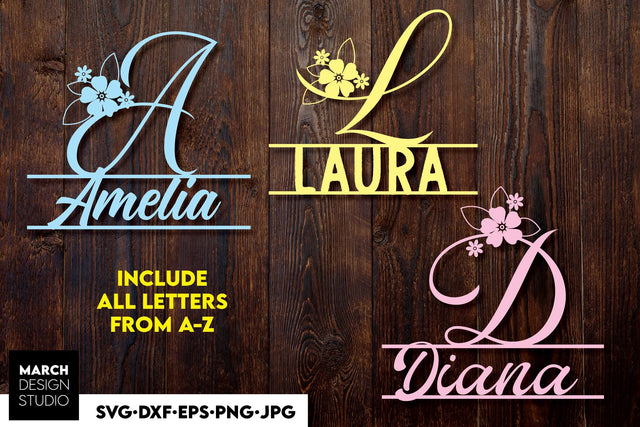 Monogram SVG, Split Monogram SVG, Monogram Letter SVG, Floral Monogram SVG SVG March Design Studio 