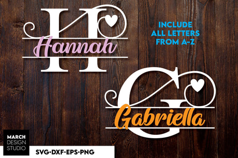 Monogram SVG, Split Monogram SVG, Monogram Letter SVG, Heart Monogram SVG SVG March Design Studio 