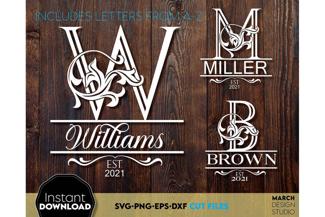 Monogram SVG, Split Monogram SVG, Monogram Letter SVG, Monogram Alphabet SVG SVG March Design Studio 
